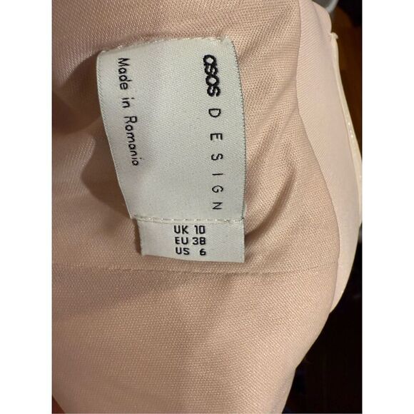 NWT ASOS DESIGN Off Shoulder Cutout Midi Dress with Asymmetric Hem in Rosewater - Picture 13 of 15